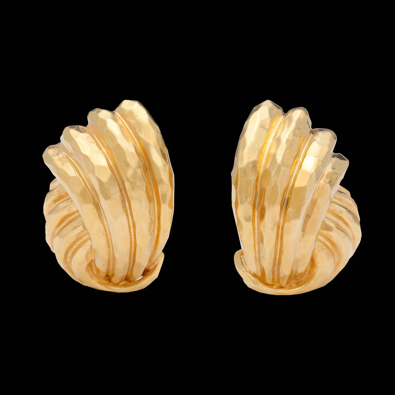 Henry Dunay Hammered Gold Earrings