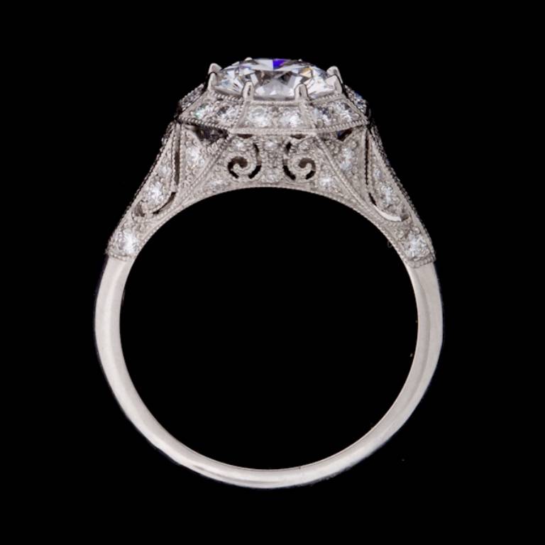 Sebastien Barier Diamond Platinum Engagement Ring at 1stDibs