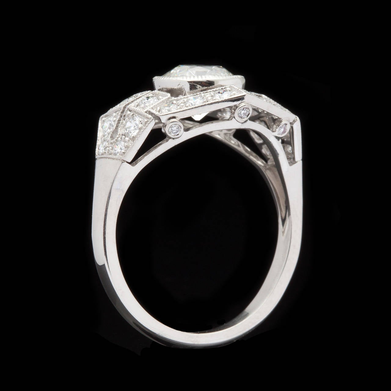 Sebastien Barier GIA Cert 1.33 Carat Diamond Platinum Ring In Excellent Condition In San Francisco, CA