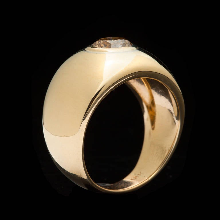 Women's or Men's Gentleman's Pinkish Brown Diamond Ring