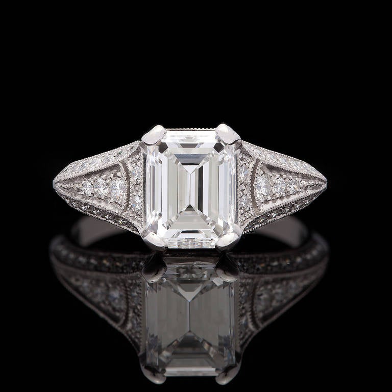 Sebastien Barier Emerald Cut GIA Diamond Ring