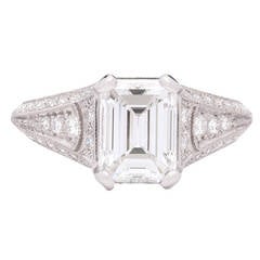 Sebastien Barier Emerald Cut GIA Diamond Ring