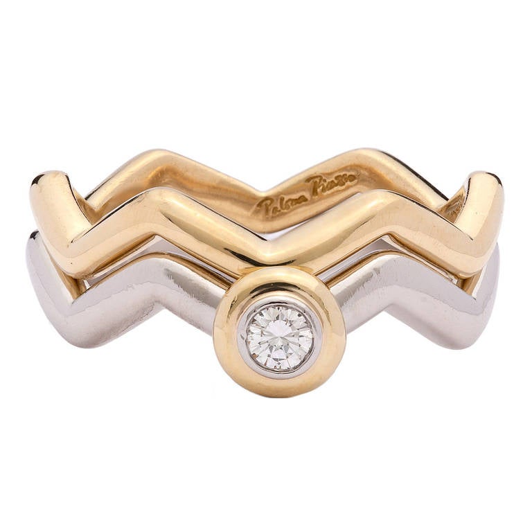 Tiffany & Co. Paloma Picasso Diamond Yellow Gold Platinum Ring Set
