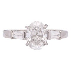 Bulgari Griffe Oval Diamond Solitaire Platinum Ring