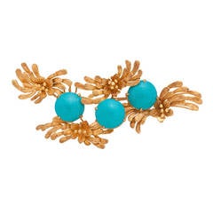 Faience Yellow Gold Brooch 9