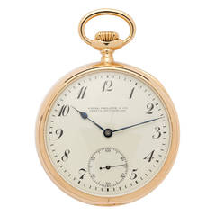 Vintage Patek Philippe Yellow Gold Pocket Watch Retailed by Shreve Crump & Low