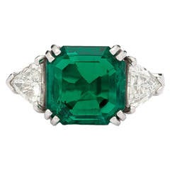 5.40 Carat Colombian Emerald Platinum Ring