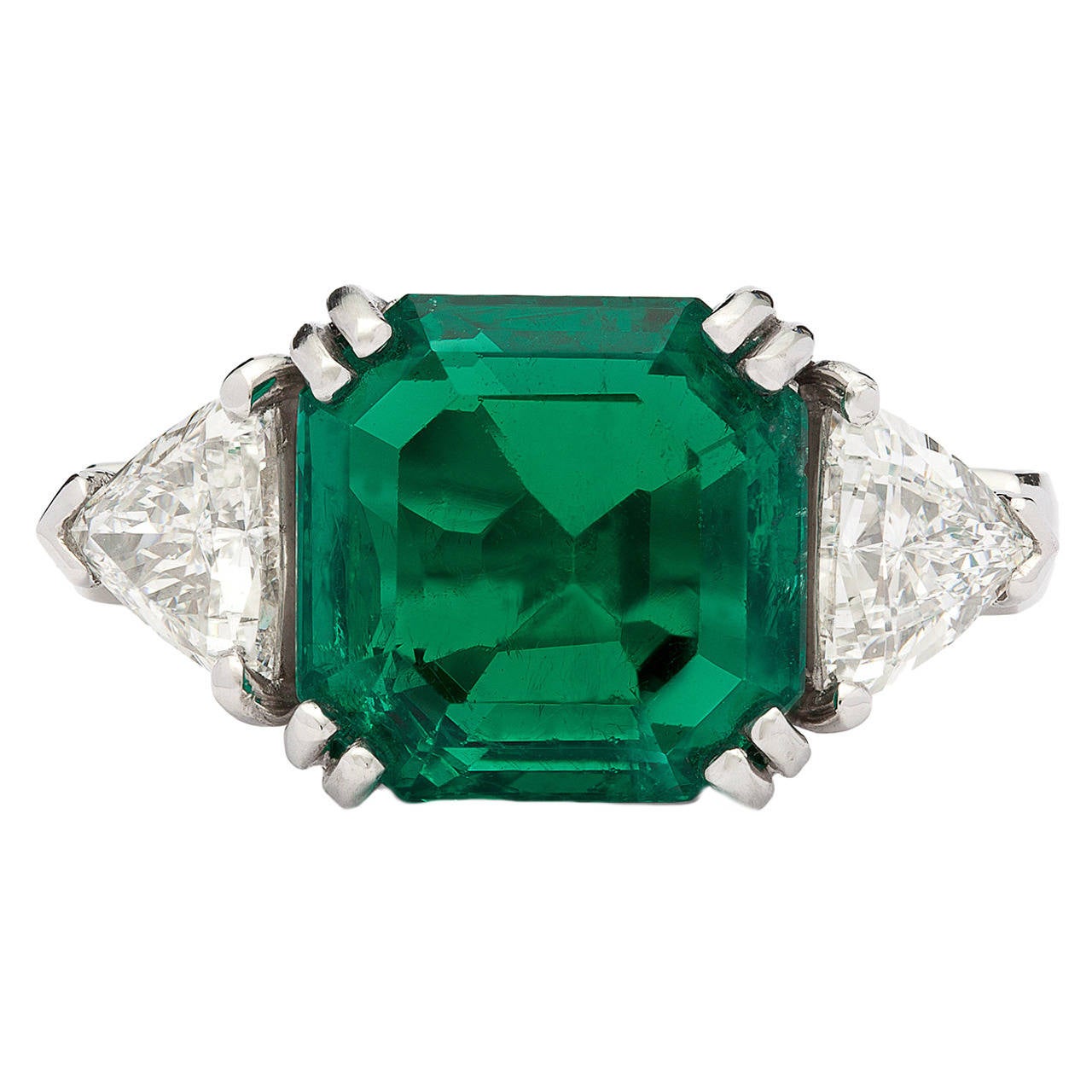 5.40 Carat Colombian Emerald Platinum Ring at 1stDibs