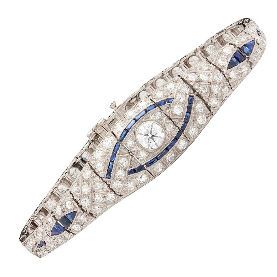 Art Deco J.E. Caldwell Sapphire Diamond Bracelet