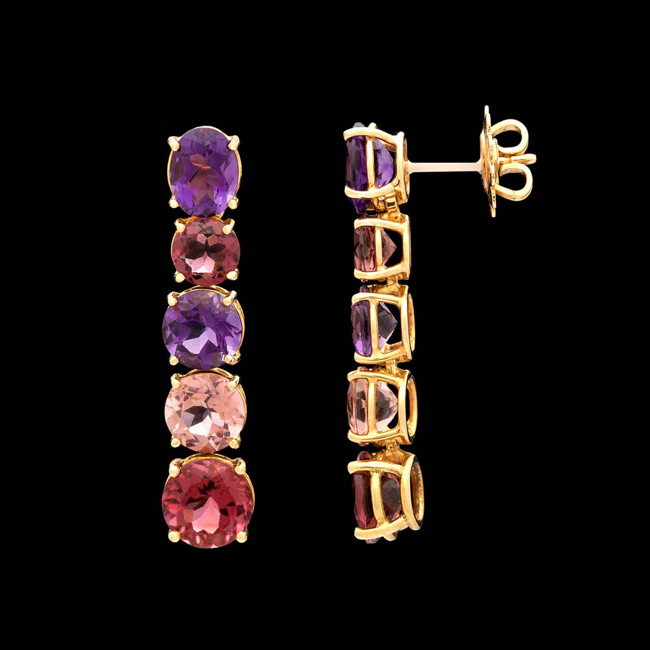 Asprey Chaos Colored Stone Dangle Earrings In Excellent Condition In San Francisco, CA