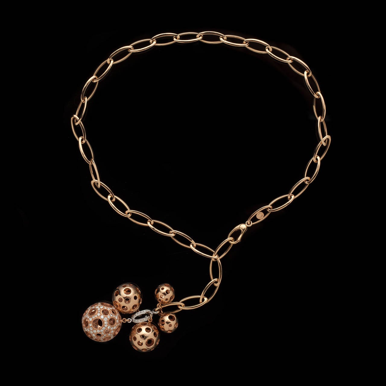 Women's Luca Carati Rose Gold Charm Necklace For Sale
