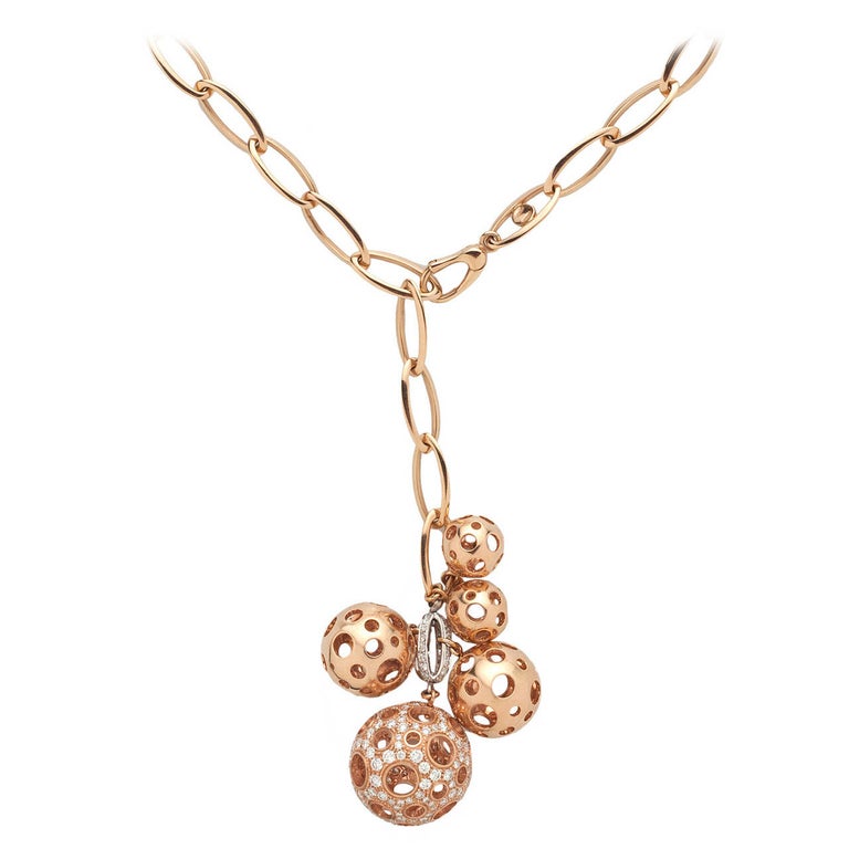 Luca Carati Rose Gold Charm Necklace For Sale at 1stDibs
