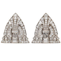 Pair of Diamond White Gold Clip Brooches