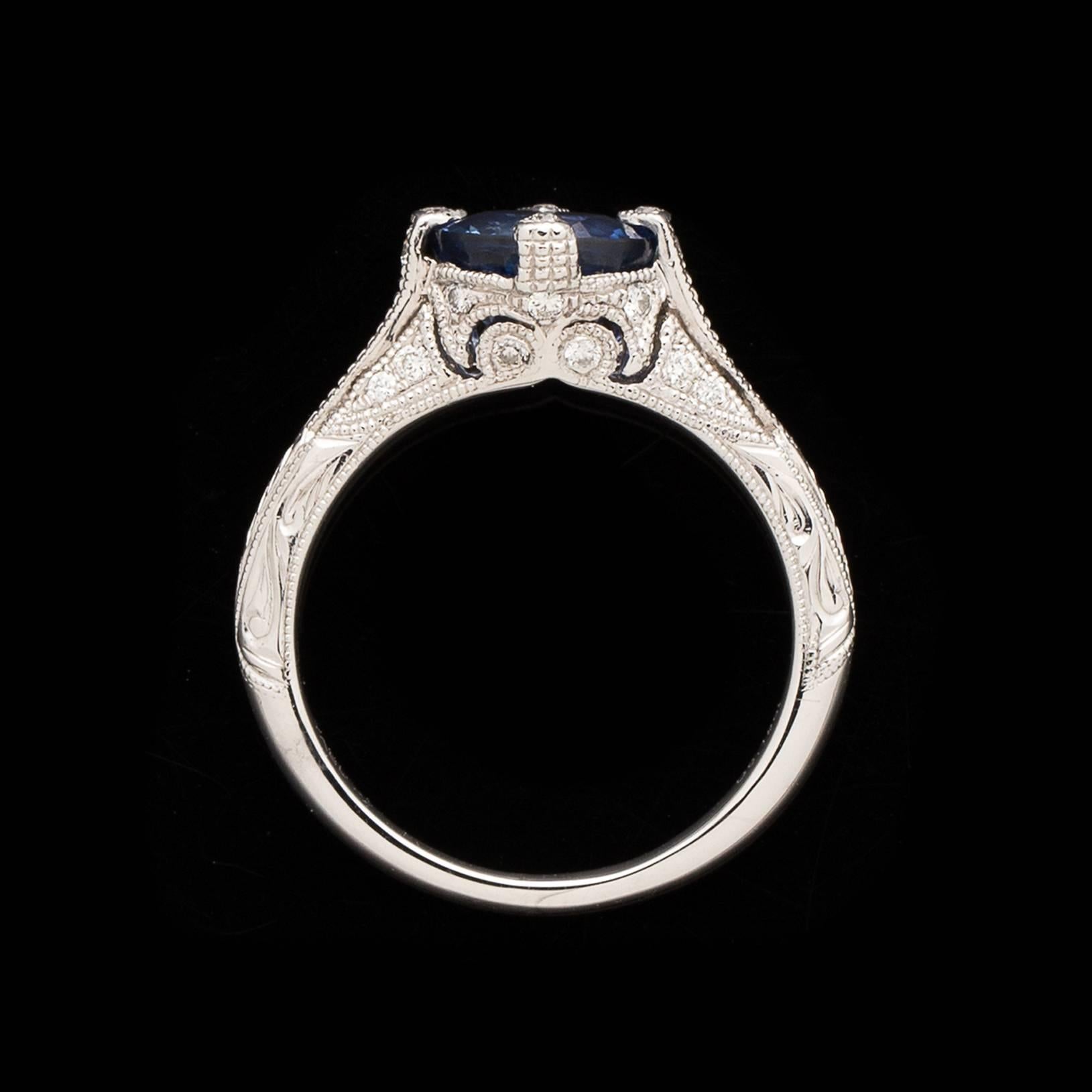 Women's 2.43 Carat Ceylon Blue Sapphire Diamond Platinum Ring