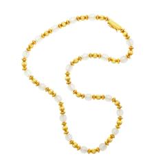 Lalaounis Rock Crystal Quartz Gold Textured Beaded Necklace