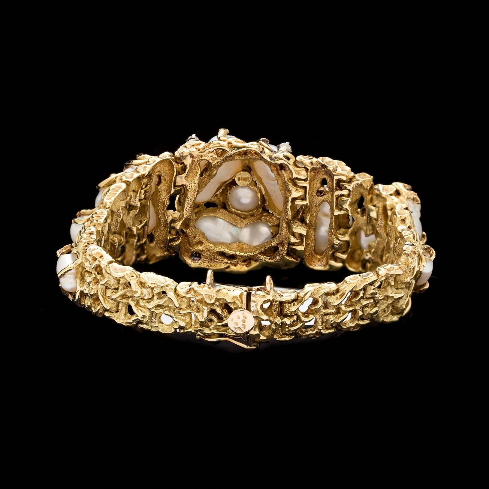 Women's Vintage Baroque Pearl & Diamond Bracelet