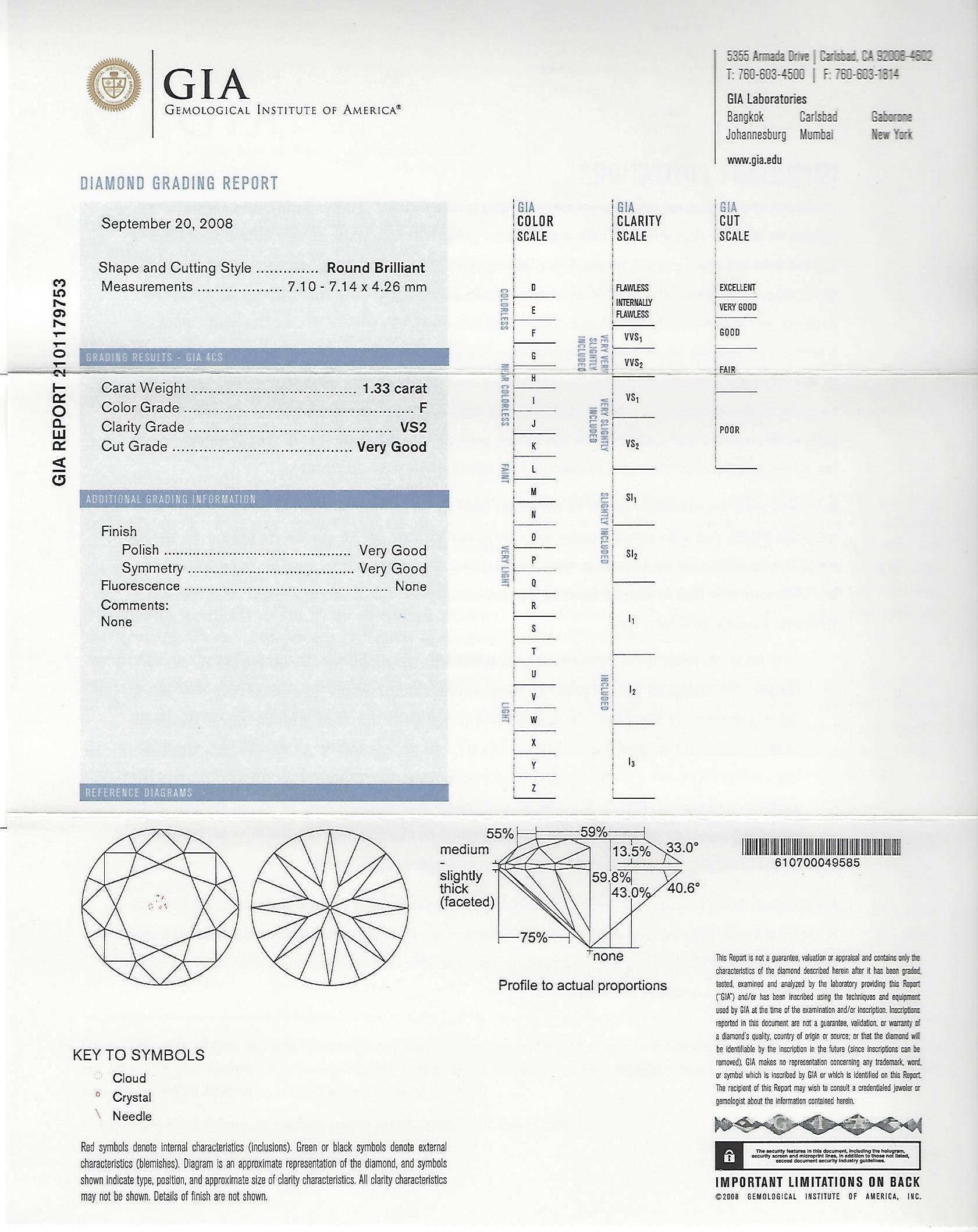 1.33 Carat GIA Cert Diamond platinum Wedding Set 1