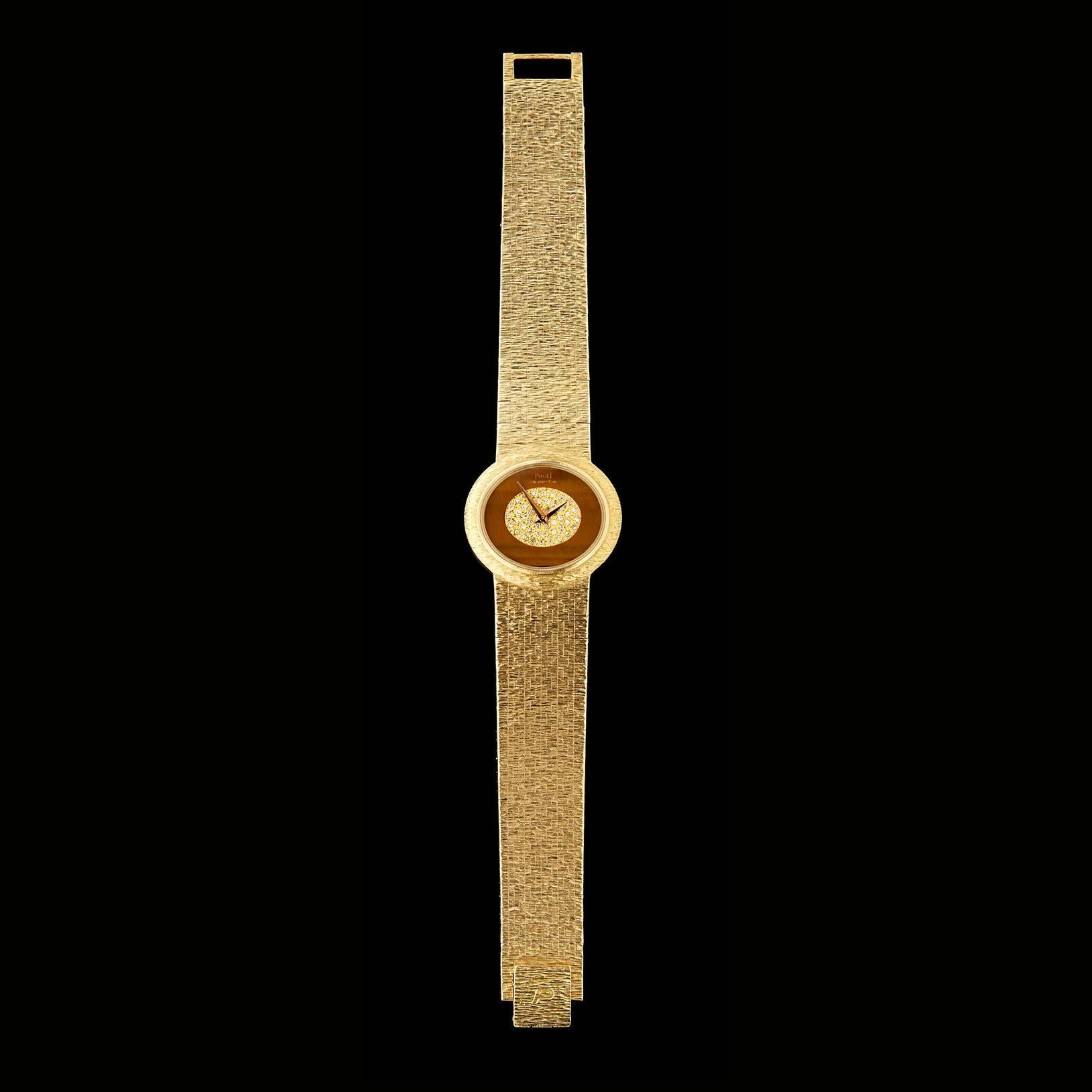 Piaget Yellow Gold Diamond Tiger's Eye Wristwatch  In Good Condition In San Francisco, CA