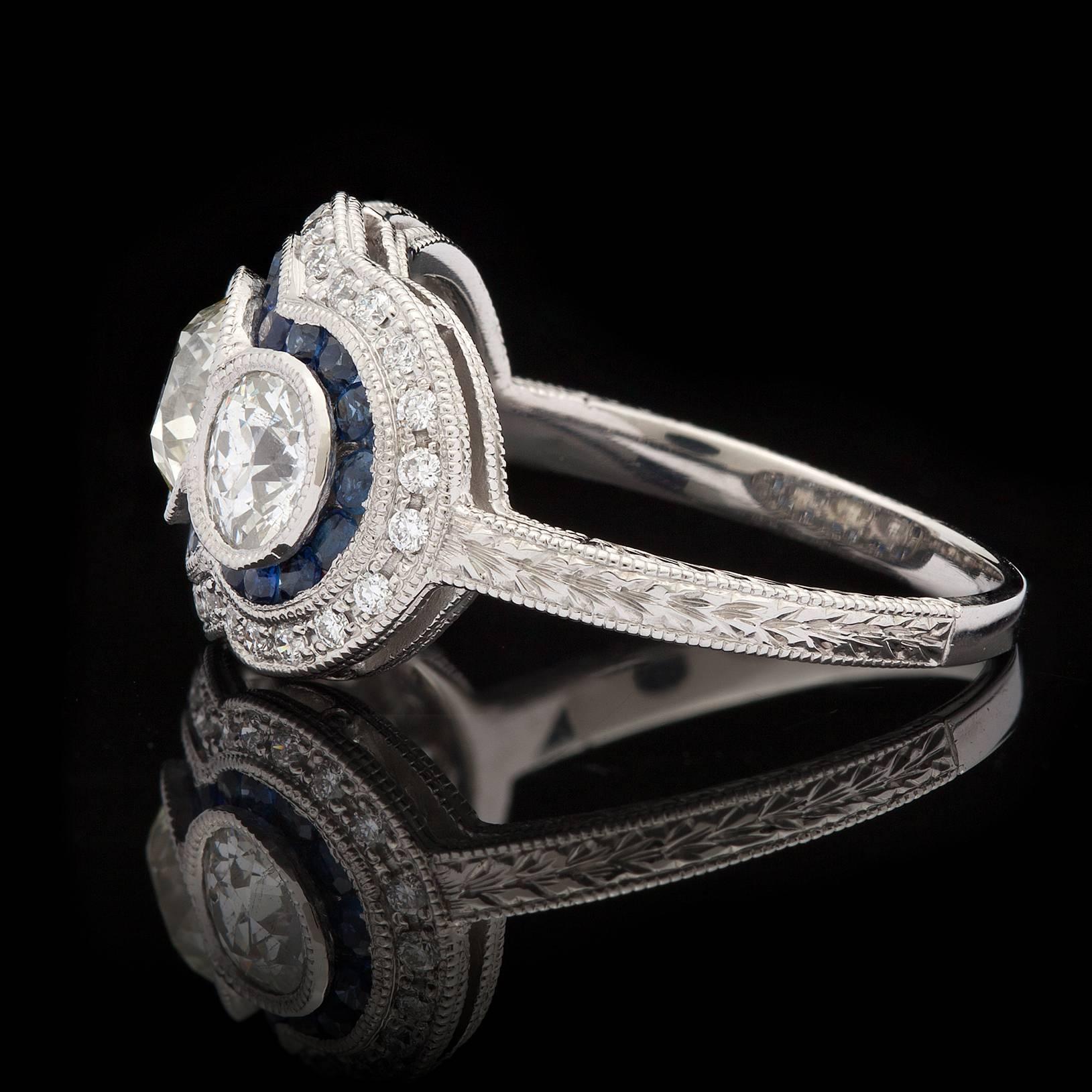 Edwardian Old Mine Cut Diamond Platinum Three-Stone Ring