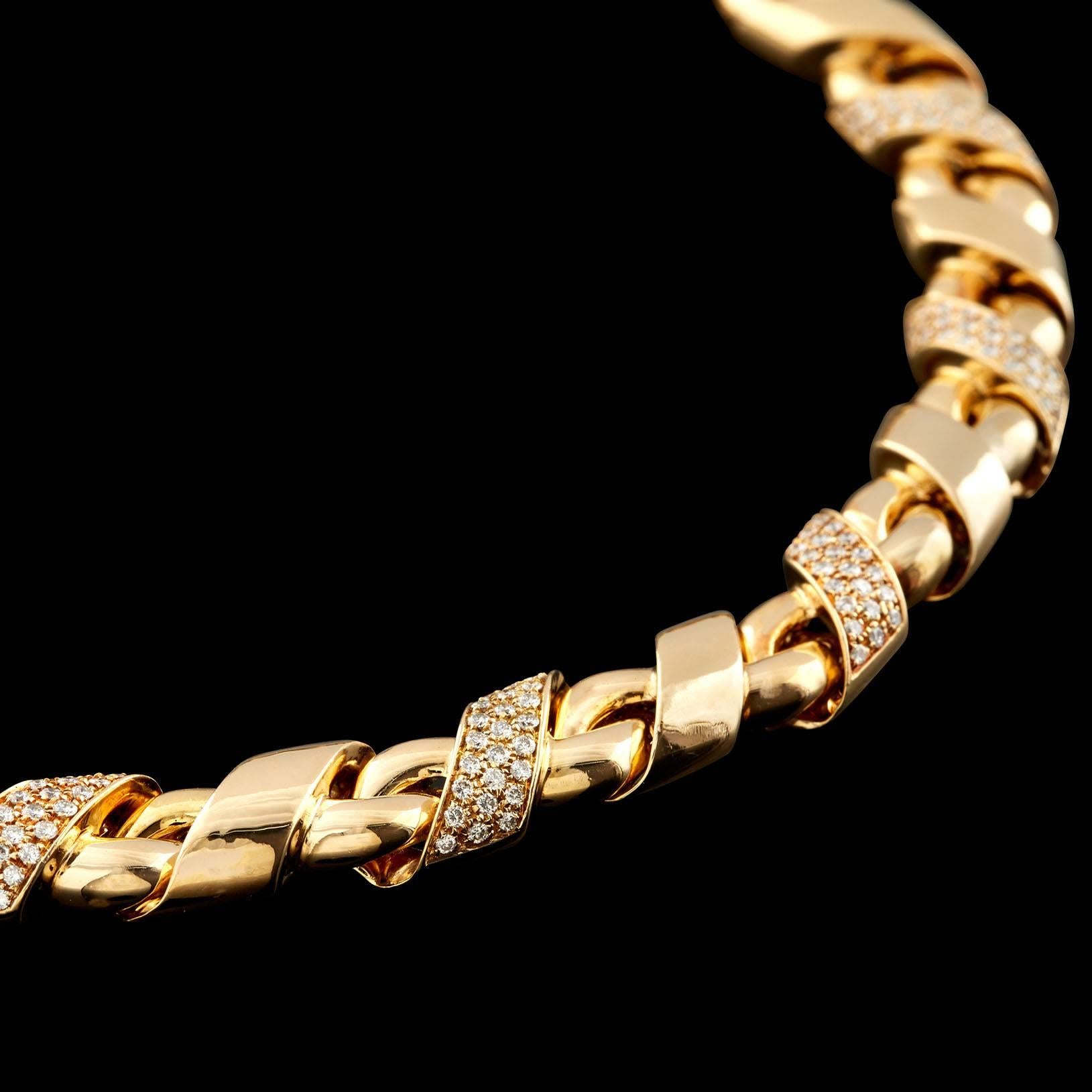 Chaumet Diamond Gold Necklace In Excellent Condition In San Francisco, CA