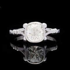 1.01 Carat Old Mine Cut Diamond Gold Platinum Solitaire Ring