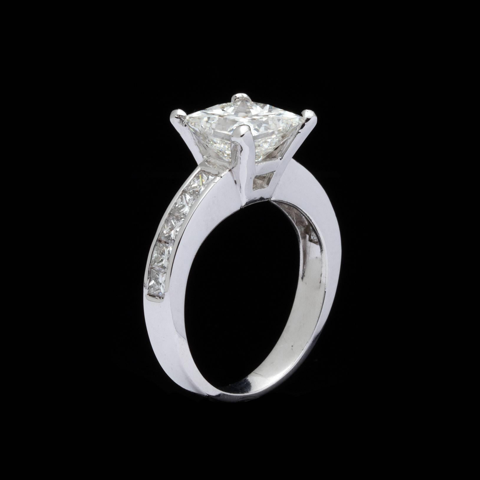 Women's 2.09 Carat GIA Cert Princess Cut Diamond Platinum Ring