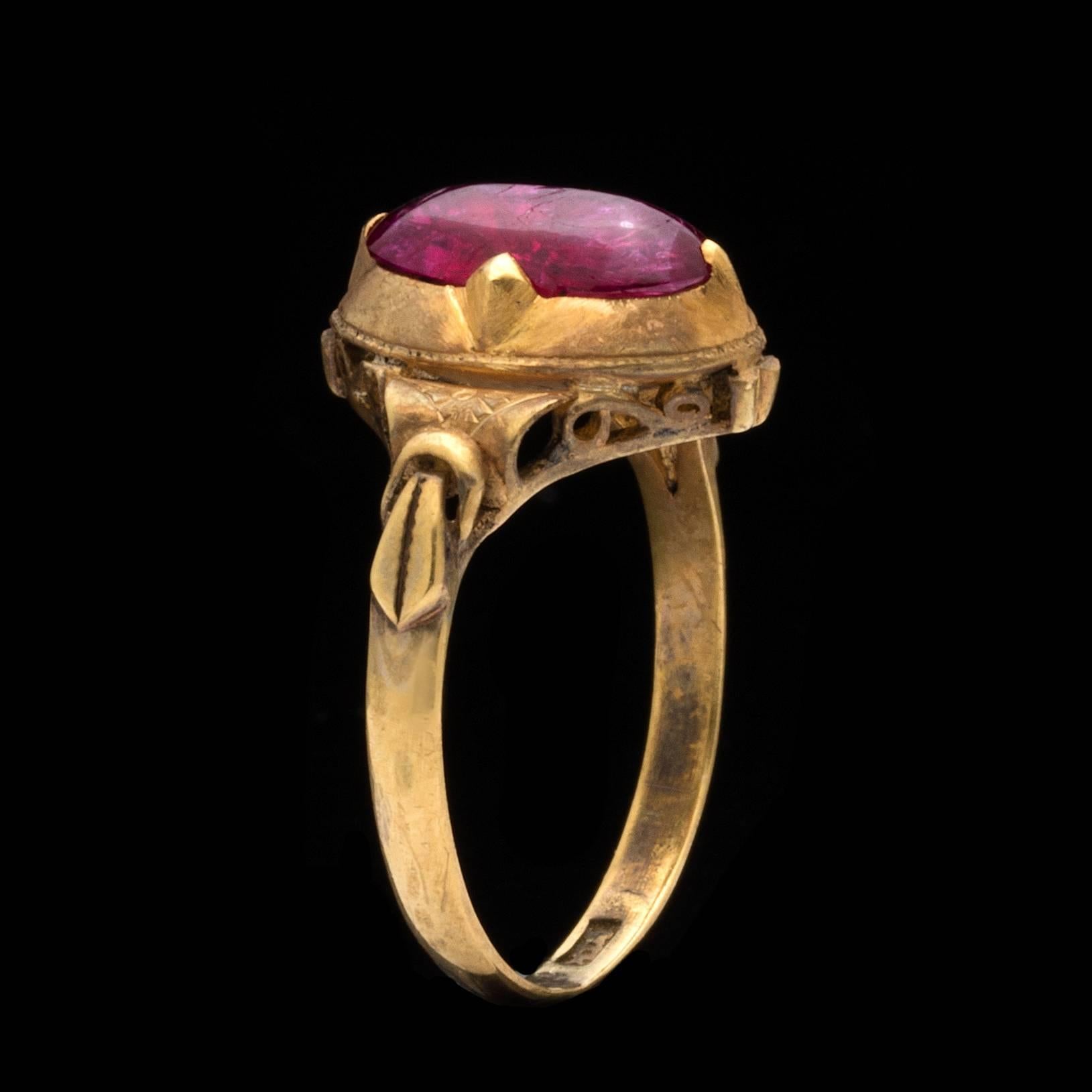 Women's 2.18 Carat GIA Cert Unheated Ruby Gold Ring