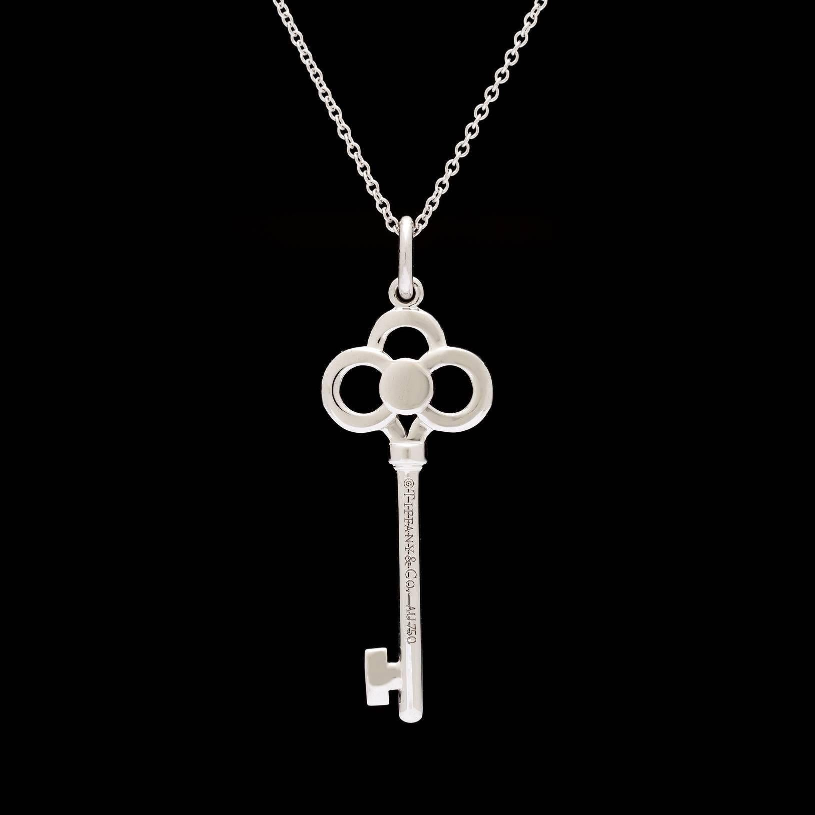 Tiffany & Co. Diamond Gold Crown Key Pendant In Excellent Condition In San Francisco, CA