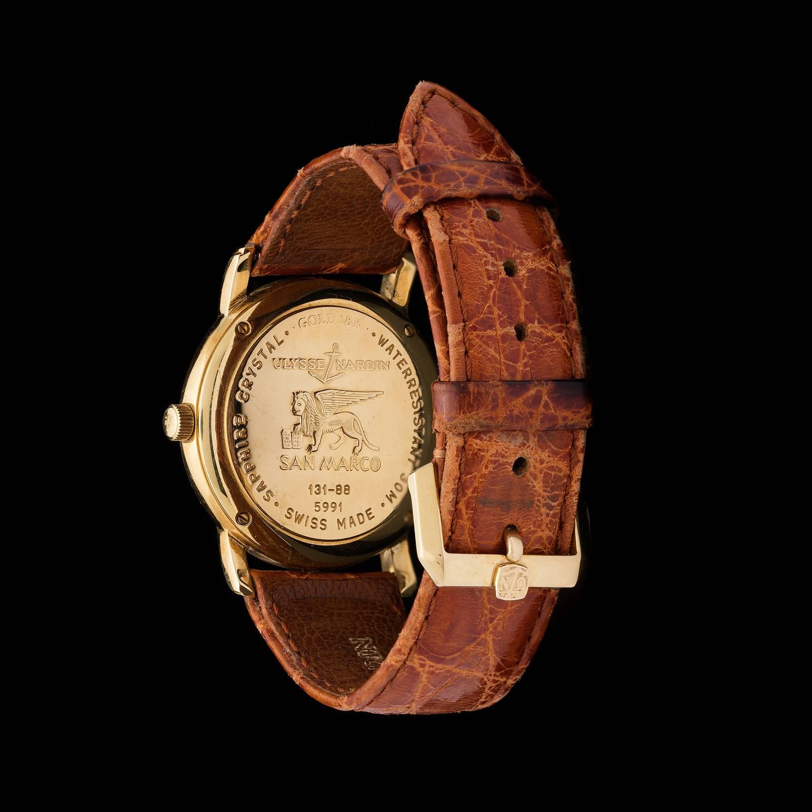 Ulysse Nardin Yellow Gold San Marco Automatic Wristwatch In Excellent Condition In San Francisco, CA