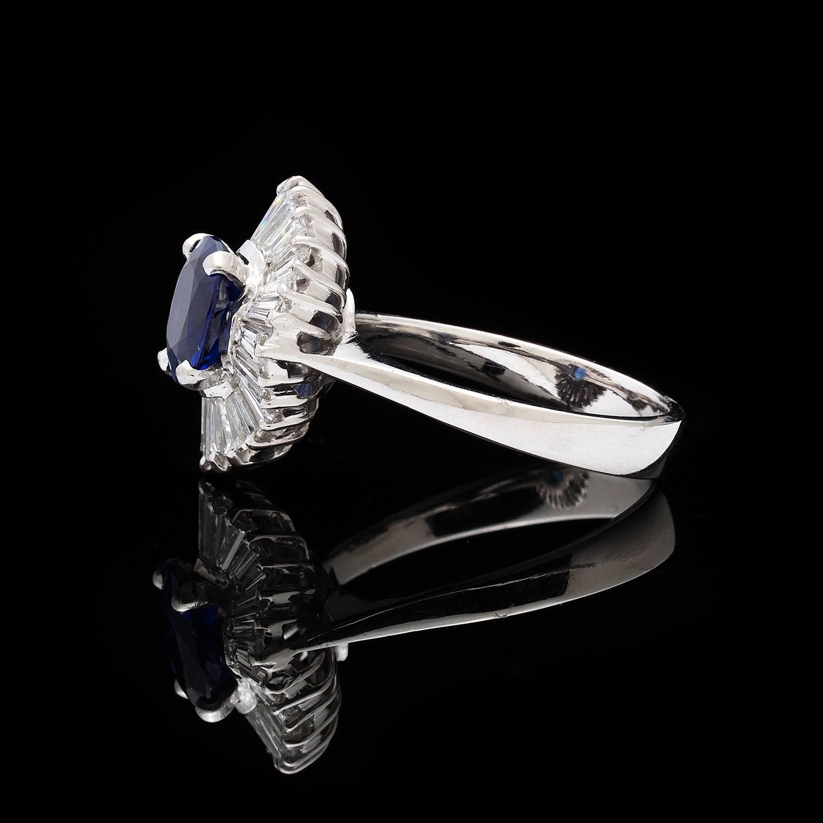 Romantic 2.00 Carat Sapphire Diamond Gold Ballerina Ring