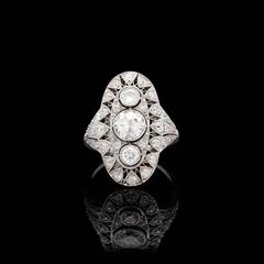 Art Deco Transitional Cut Diamond Platinum Ring