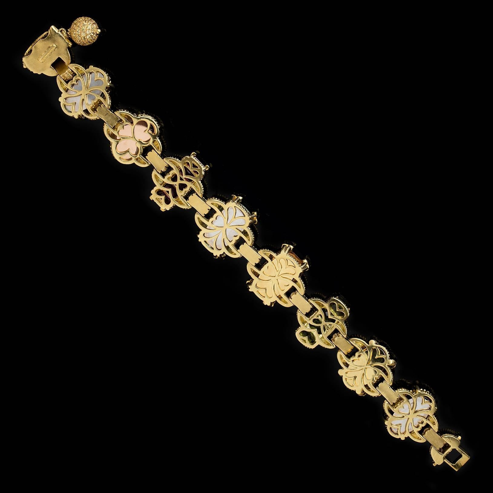Modern Judith Ripka Ambrosia Multi-Colored Gemstones Diamond Gold Bracelet