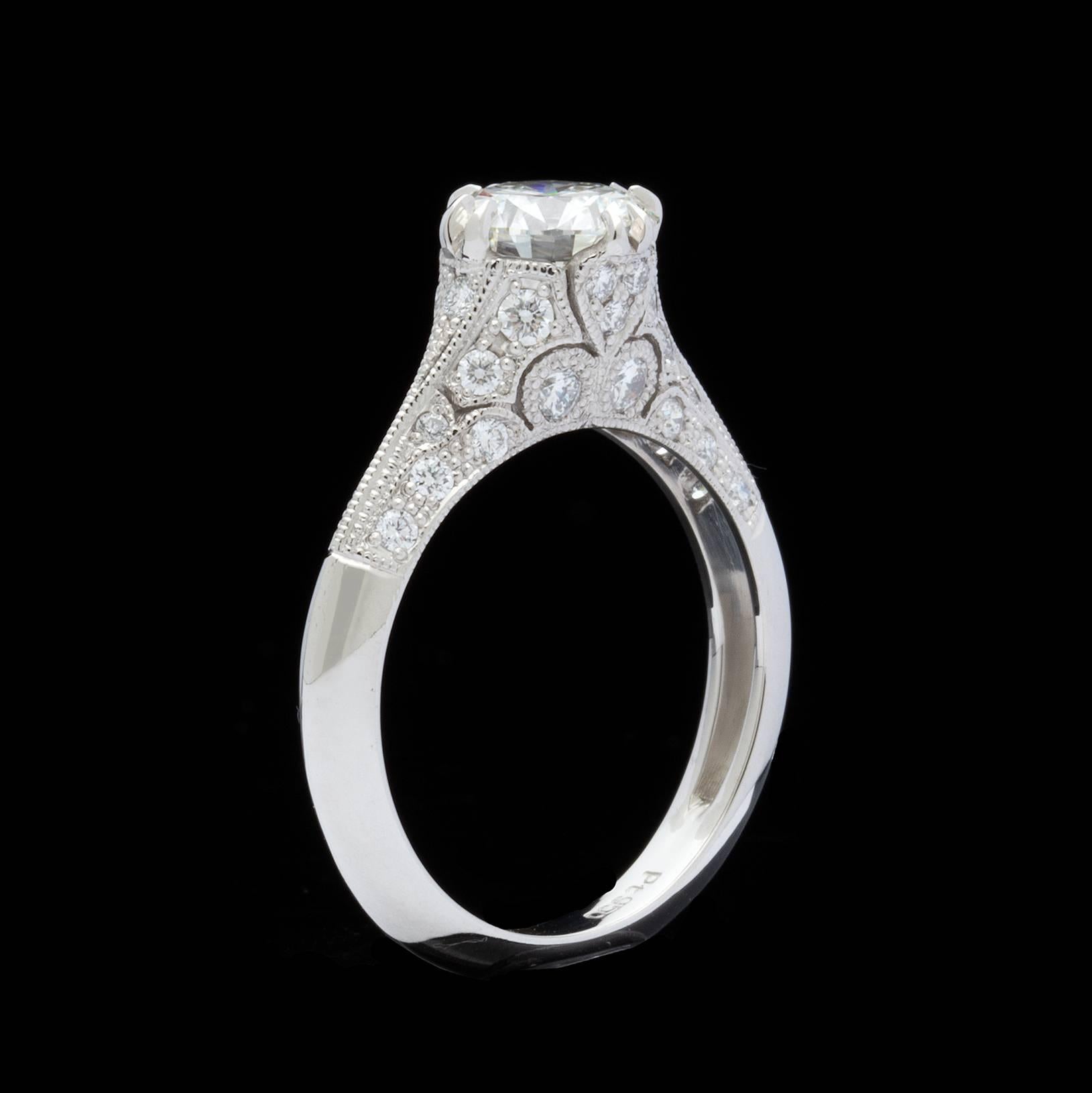 1.30 Carat GIA Certified Round Brilliant Diamond Platinum Ring 2