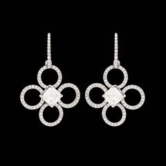 Daniel K. 1.94 Carat GIA Certified Asscher Cut Diamonds Platinum Clover Earrings