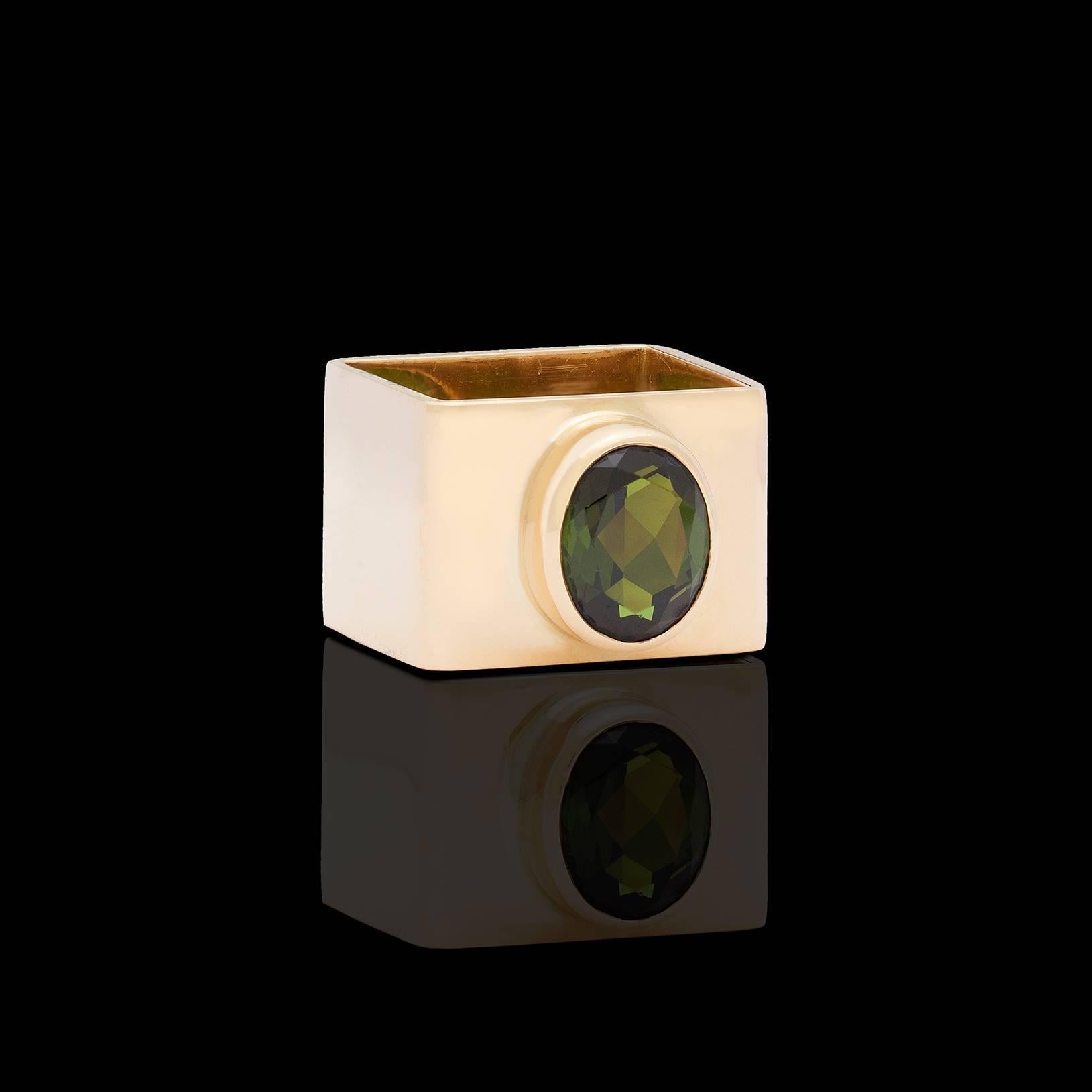 Cartier Dinh Van Modern Tourmaline Square Ring, circa 1970s In Excellent Condition In San Francisco, CA