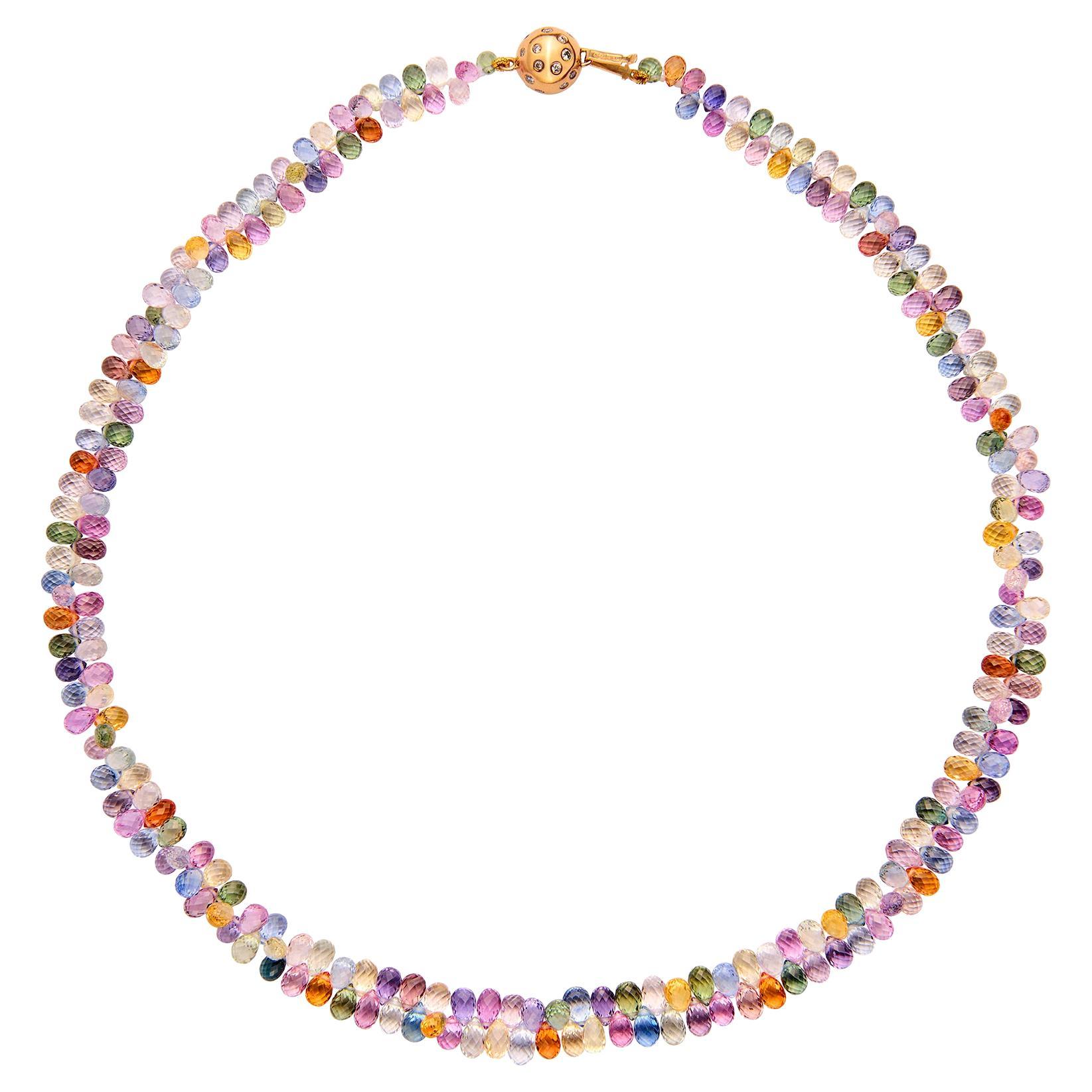 Außergewöhnliche Multi-Color Saphir & 18k Gold Halskette im Angebot