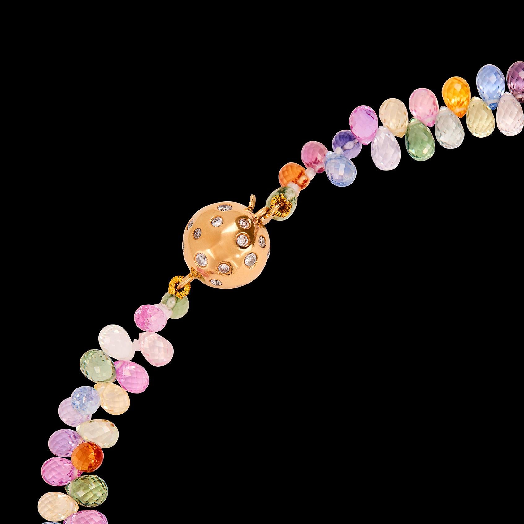 Außergewöhnliche Multi-Color Saphir & 18k Gold Halskette im Angebot 2