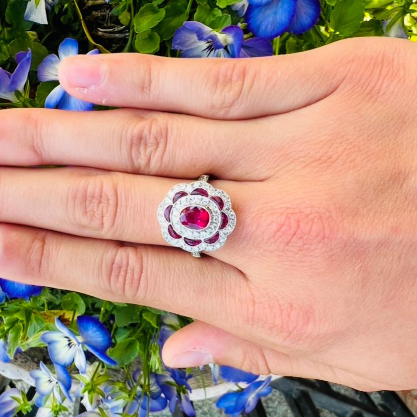 GIA Burma Rubin & Diamant Ring (Art déco) im Angebot