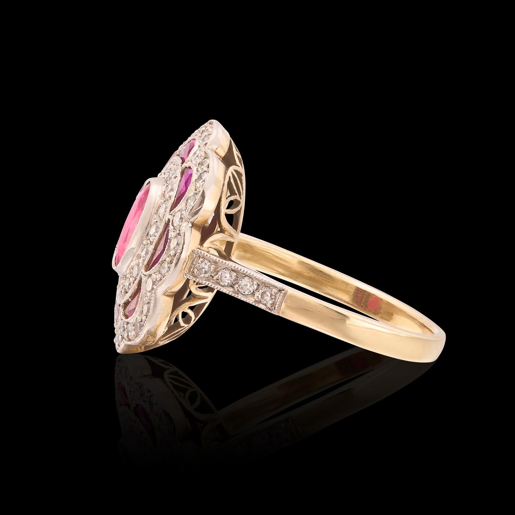 GIA Burma Rubin & Diamant Ring Damen im Angebot