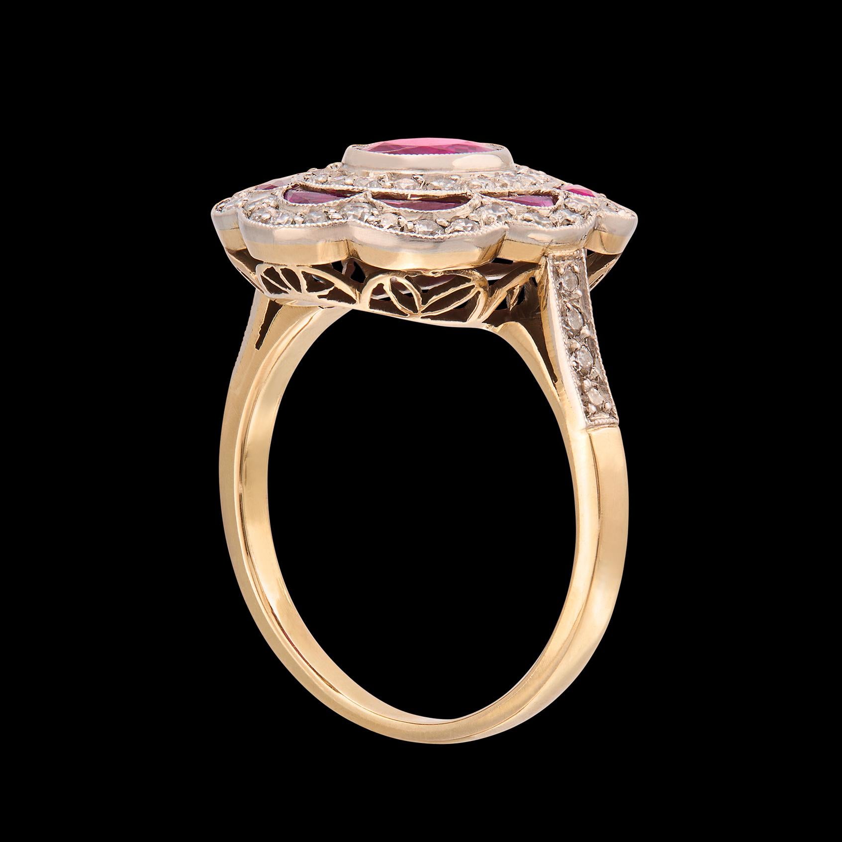 GIA Burma Rubin & Diamant Ring im Zustand „Hervorragend“ im Angebot in San Francisco, CA