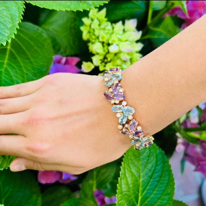 De las mujeres Pulsera Italiana Multi-Gemas y Oro Rosa 18k en venta