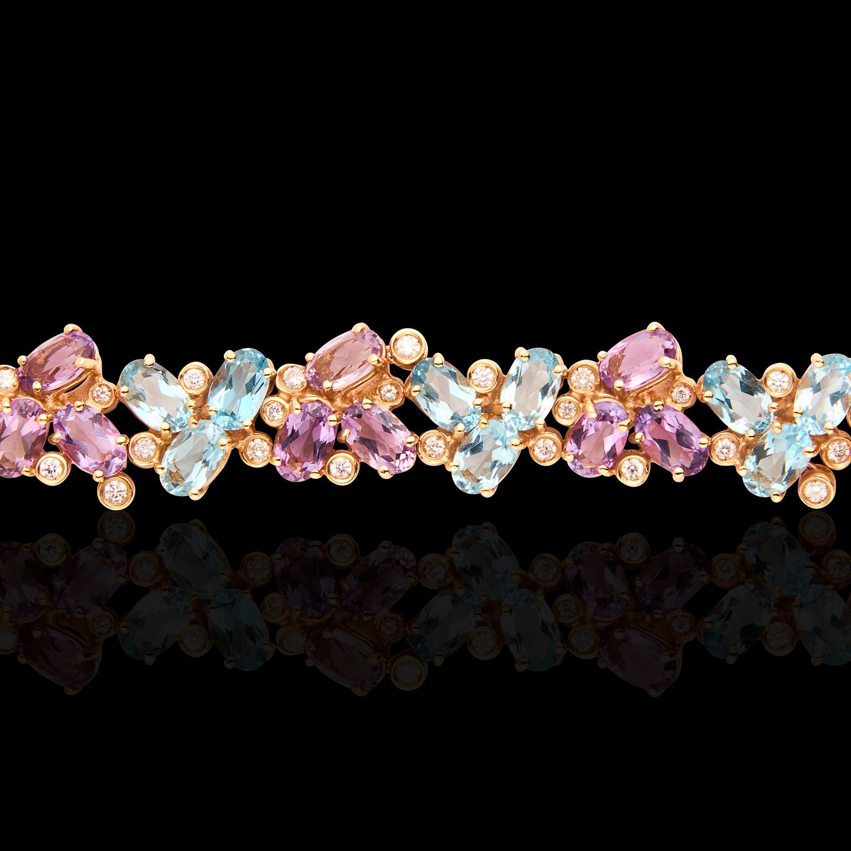 Pulsera Italiana Multi-Gemas y Oro Rosa 18k en venta 1