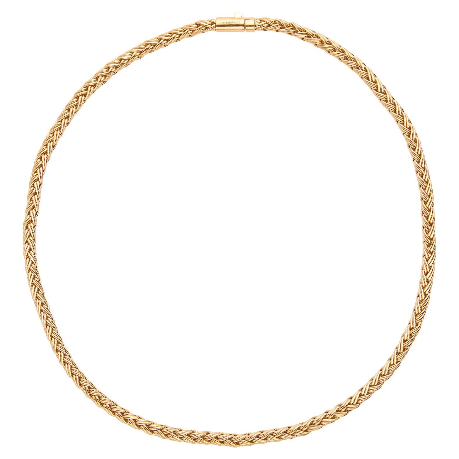 Collana a catena di grano intrecciato in oro 18k di Tiffany & Co. in vendita