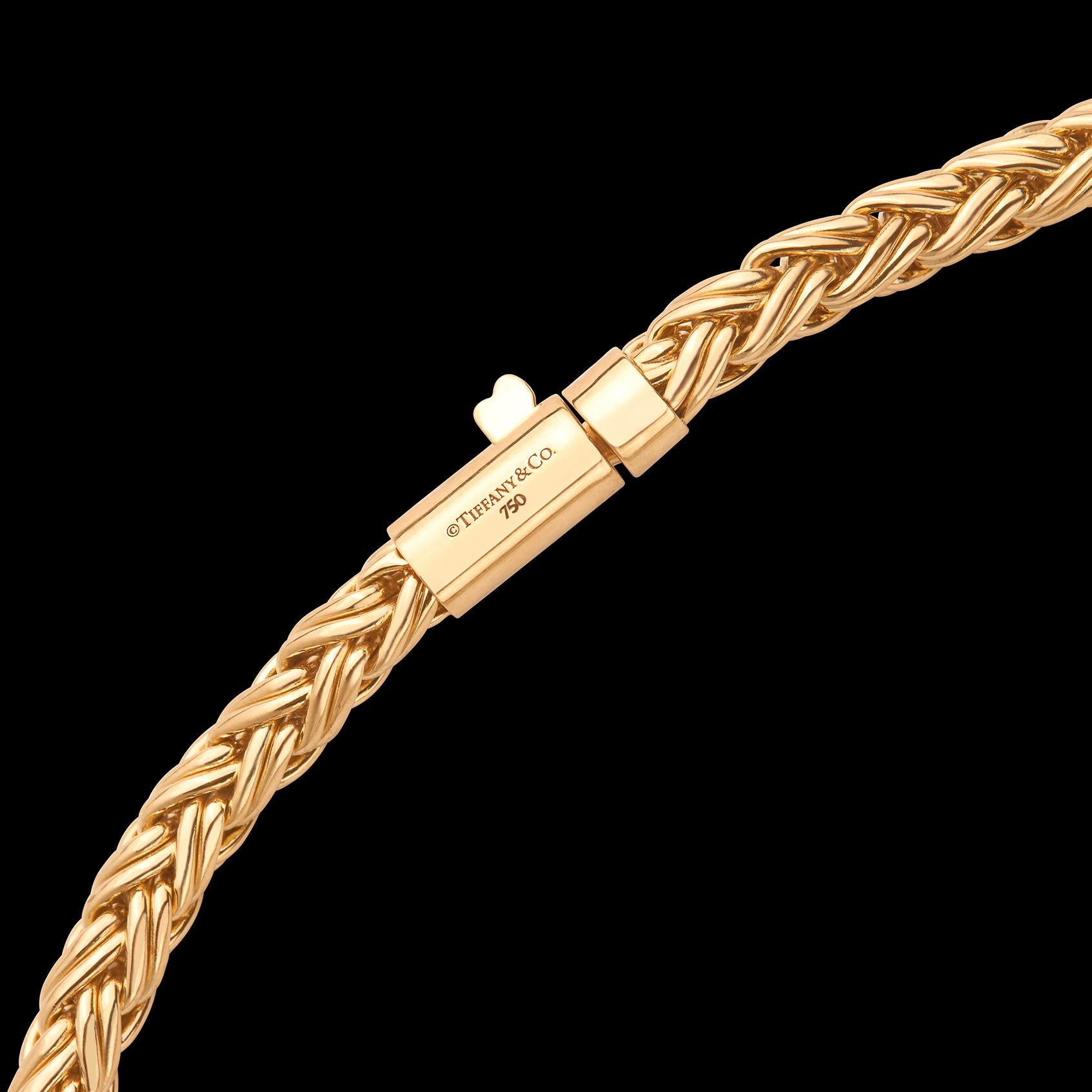 Collana a catena di grano intrecciato in oro 18k di Tiffany & Co. In condizioni ottime in vendita a San Francisco, CA