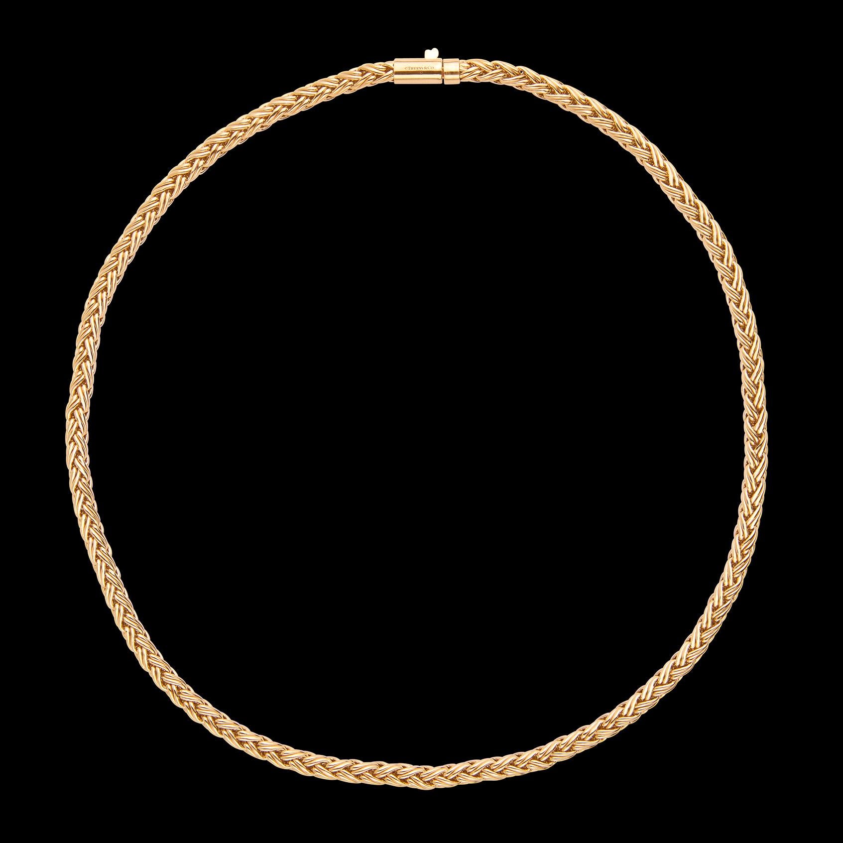 Collana a catena di grano intrecciato in oro 18k di Tiffany & Co. in vendita 2