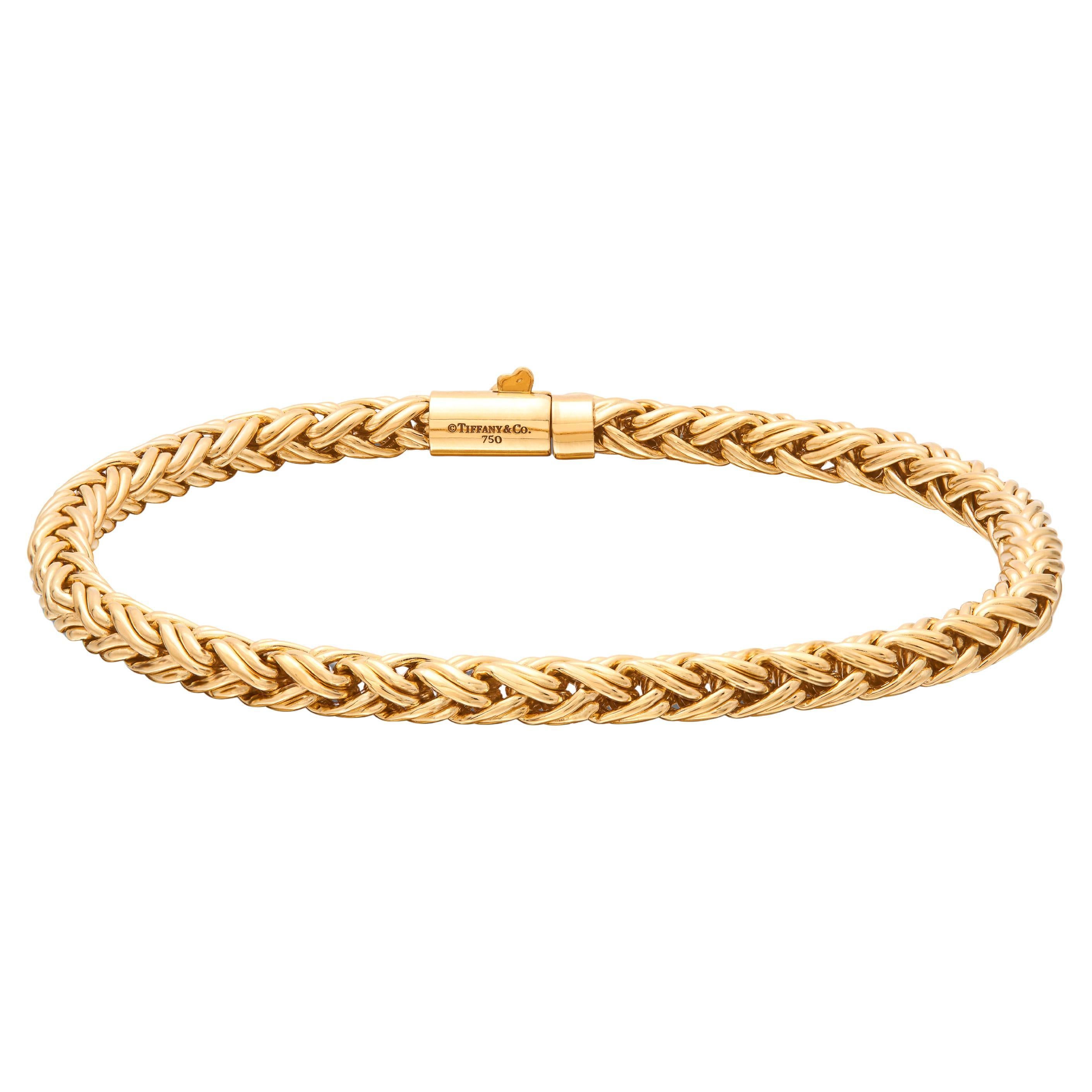 Tiffany & Co. Bracelet en chaîne de blé tissé en or 18k