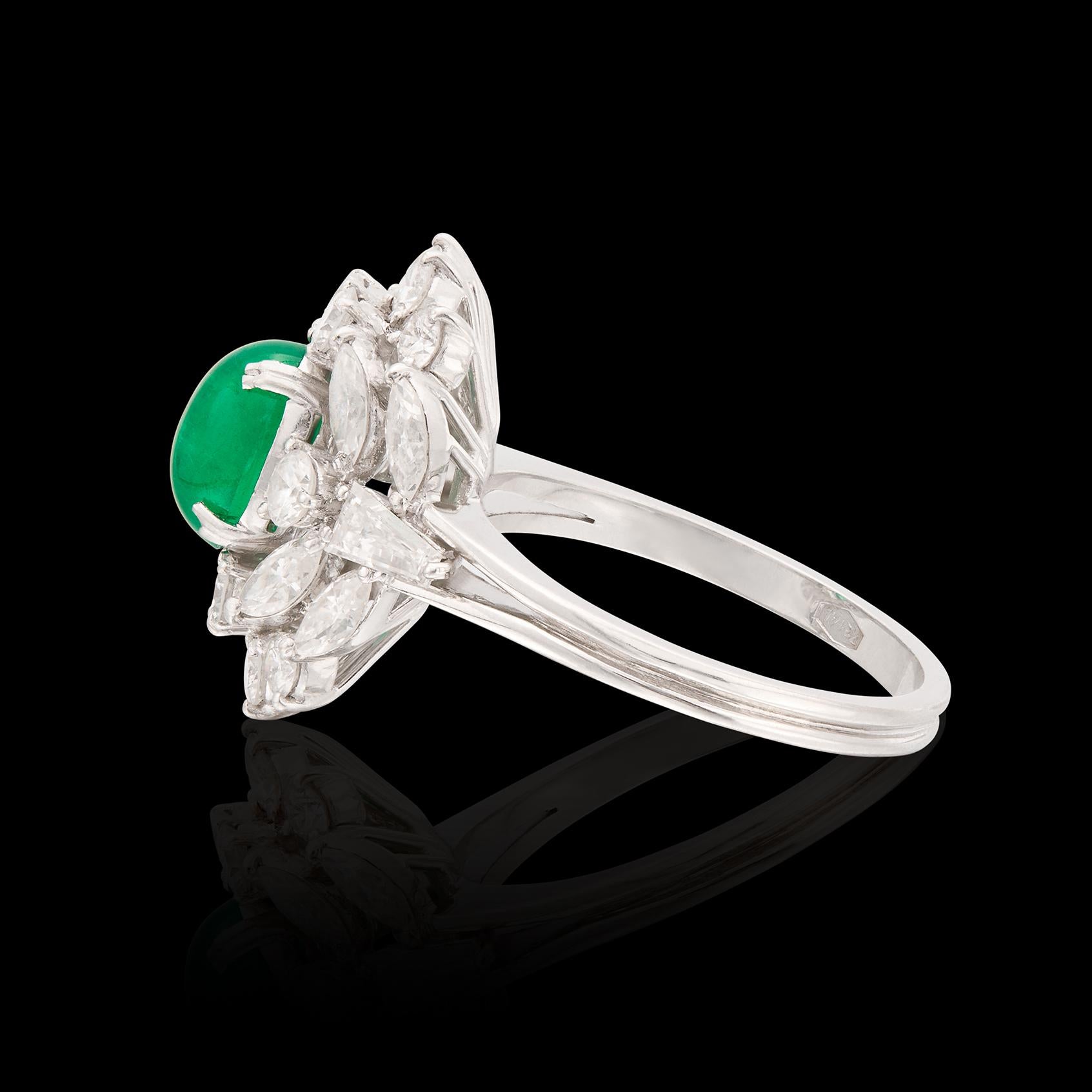 Wunderschöner kolumbianischer Smaragd & Diamantring im Zustand „Hervorragend“ im Angebot in San Francisco, CA