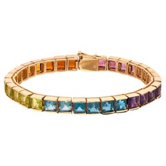 Vintage 14k Gold & Semi-Precious Rainbow Bracelet