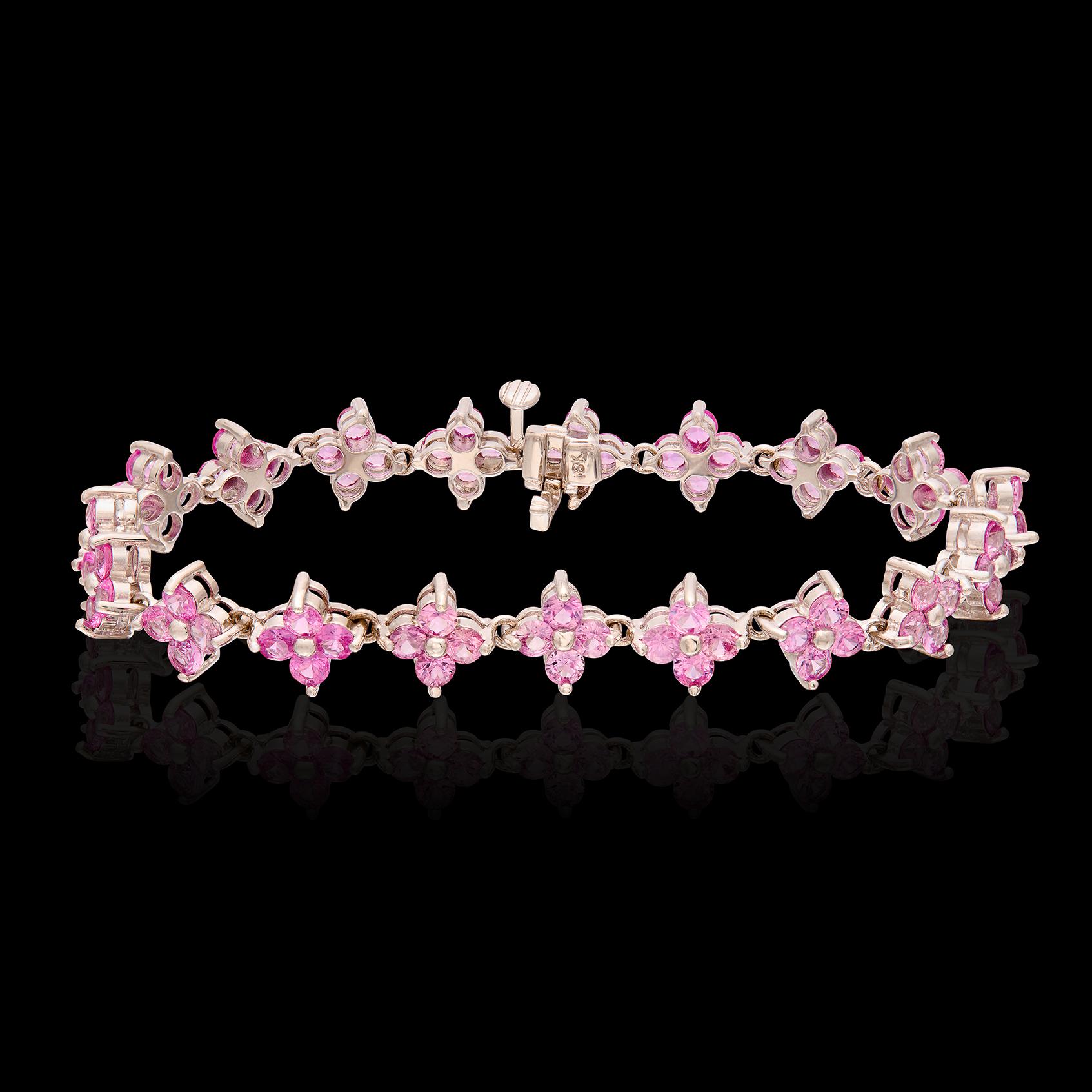 Bracciale con zaffiro rosa e oro bianco 18 carati In condizioni ottime in vendita a San Francisco, CA