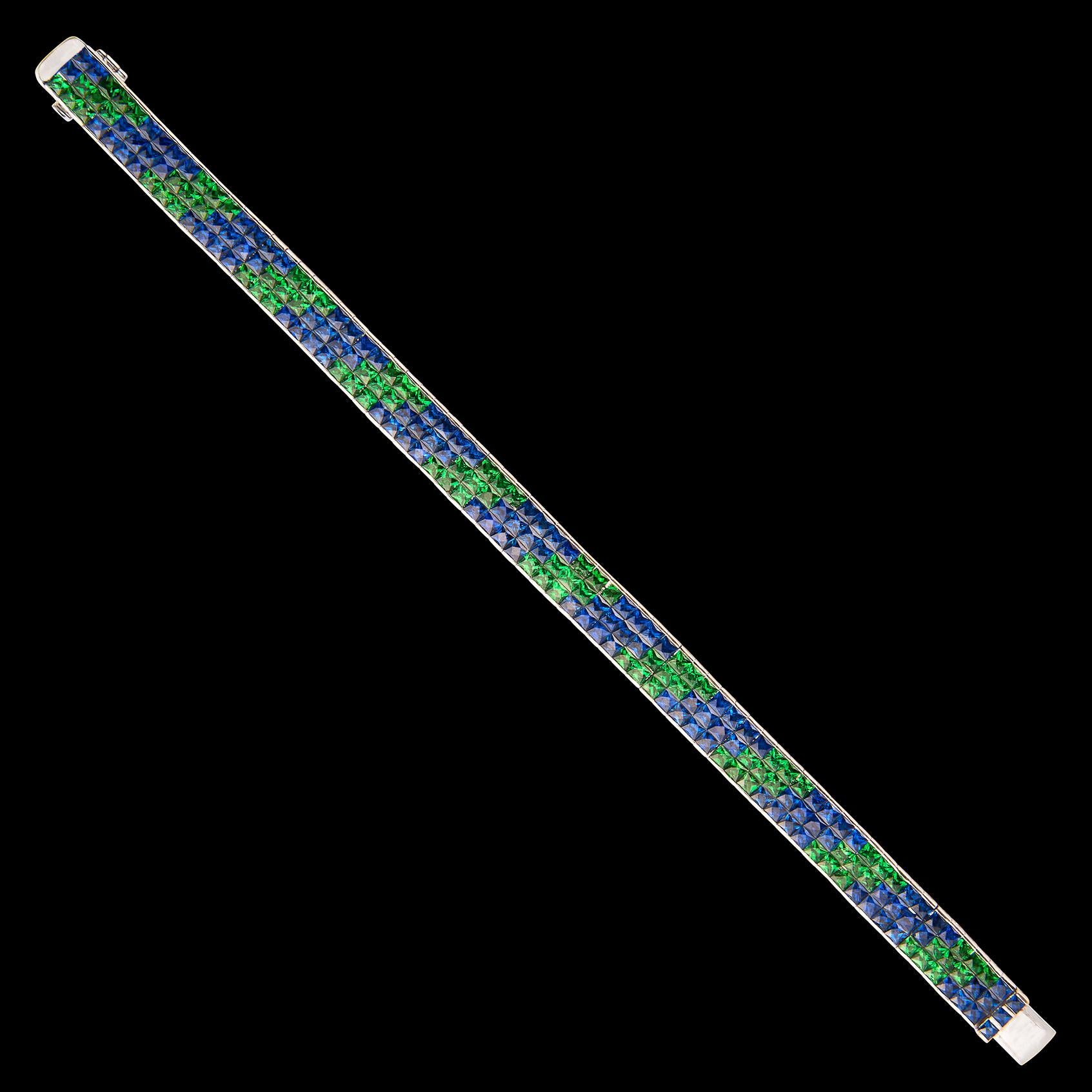 Rétro Magnifique bracelet en saphir et tsavorite de succession en vente